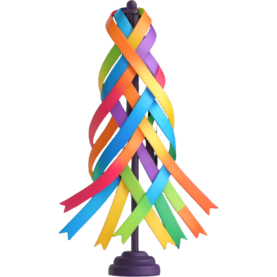 Spring maypole lamp with colorful ribbons emoji