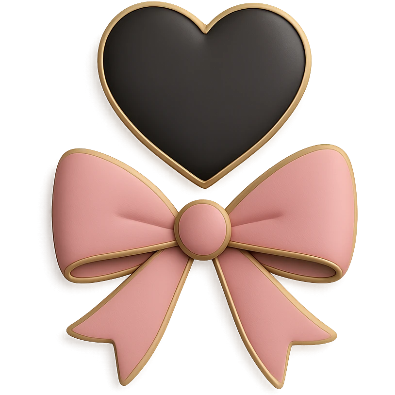 Pink bow with heart emoji