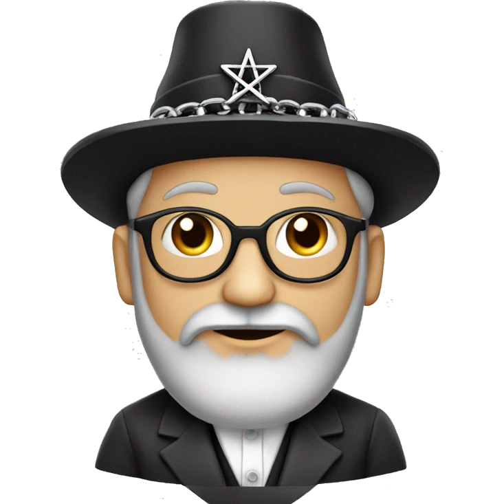 A rabbi wearing a chain necklace with the Star of David emoji