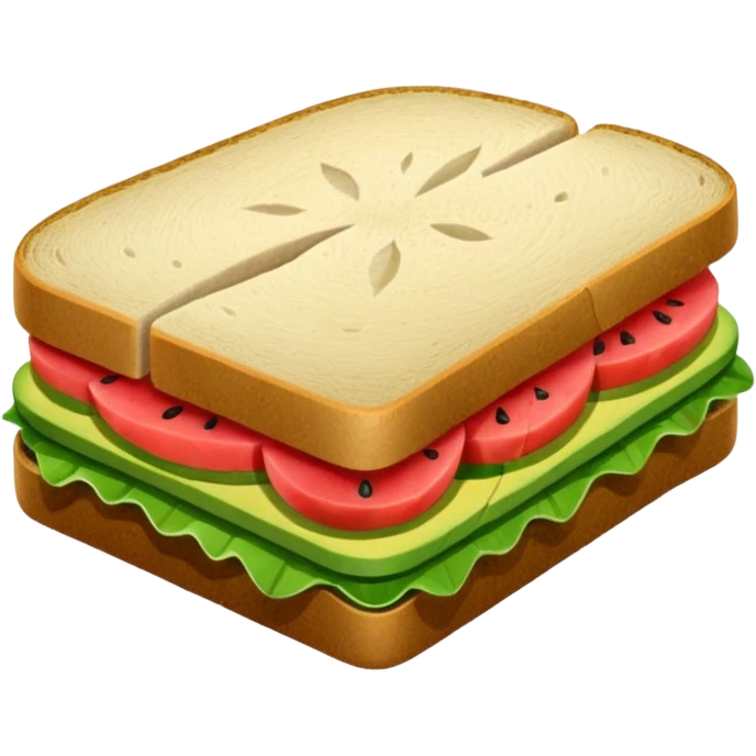 Sandwich with watermelon, wood and avocado emoji
