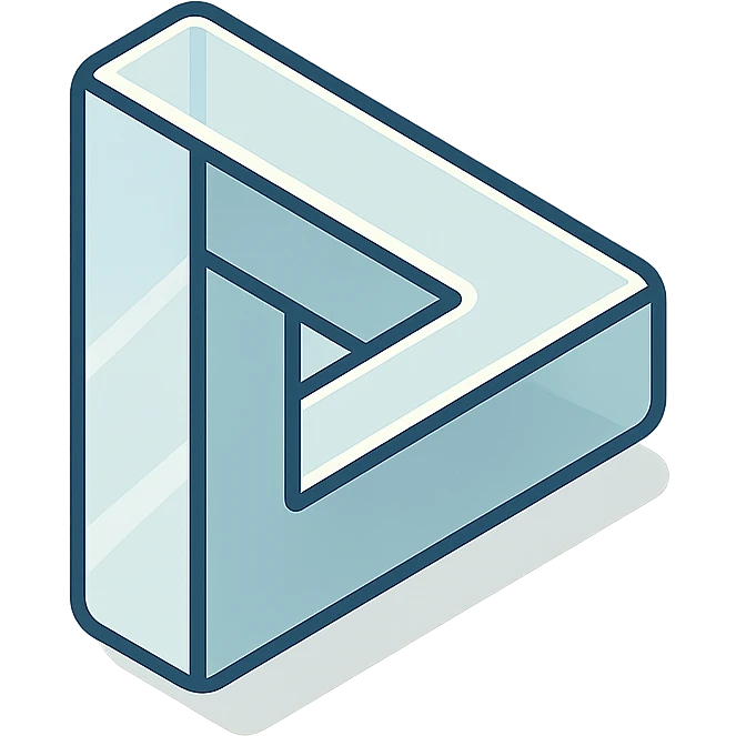 glass Penrose triangle, isometric, with crisp edges and clear glass texture emoji