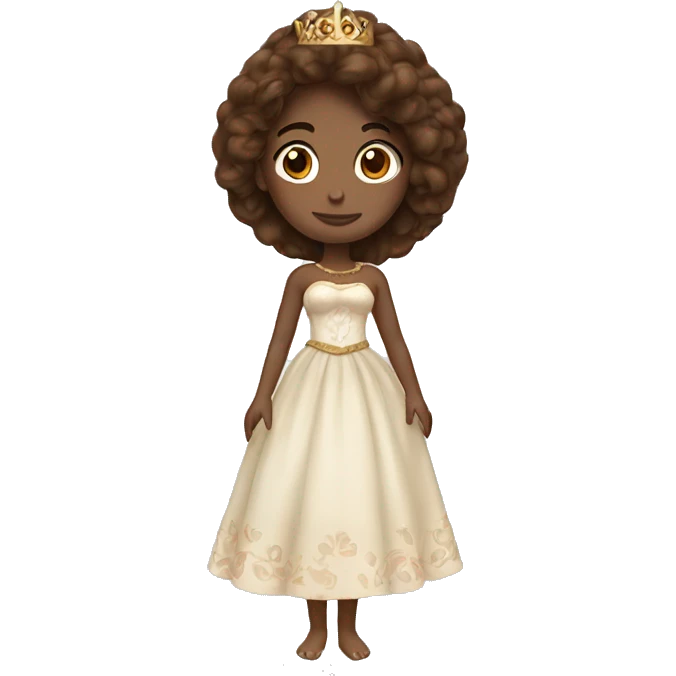 Princess with coconut dress and brown hair  emoji