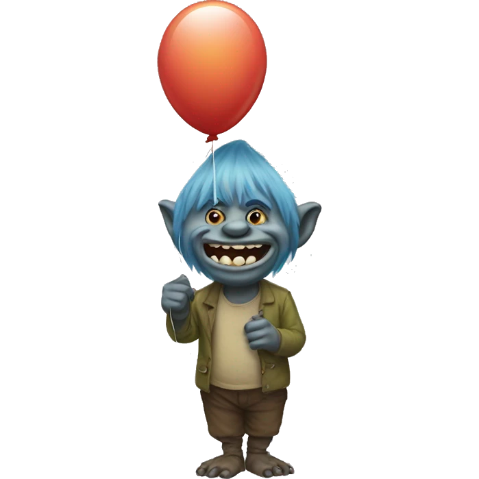 A troll holding a balloon  emoji