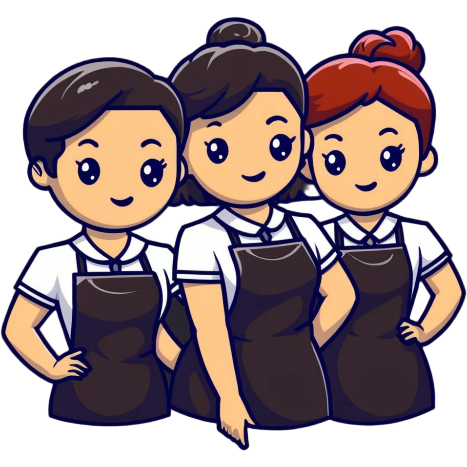 hair salon team in matching uniforms emoji