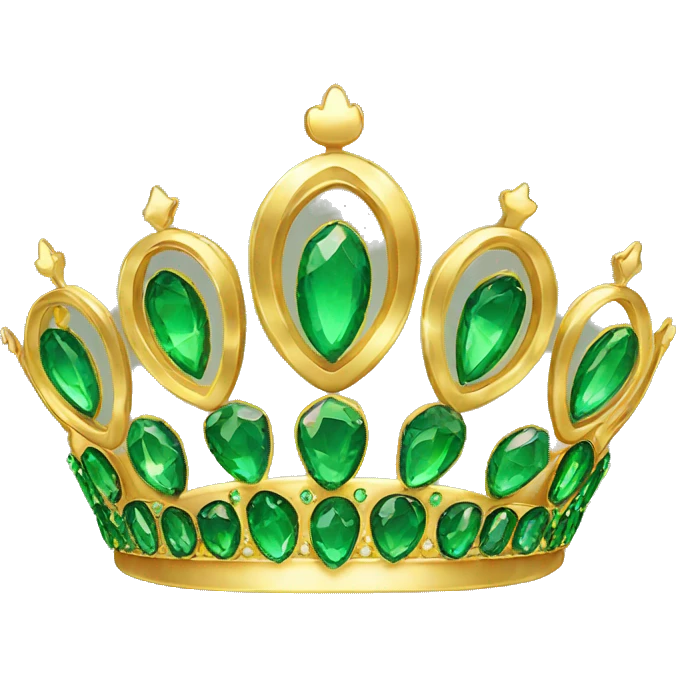 gold tiara with green jewels emoji