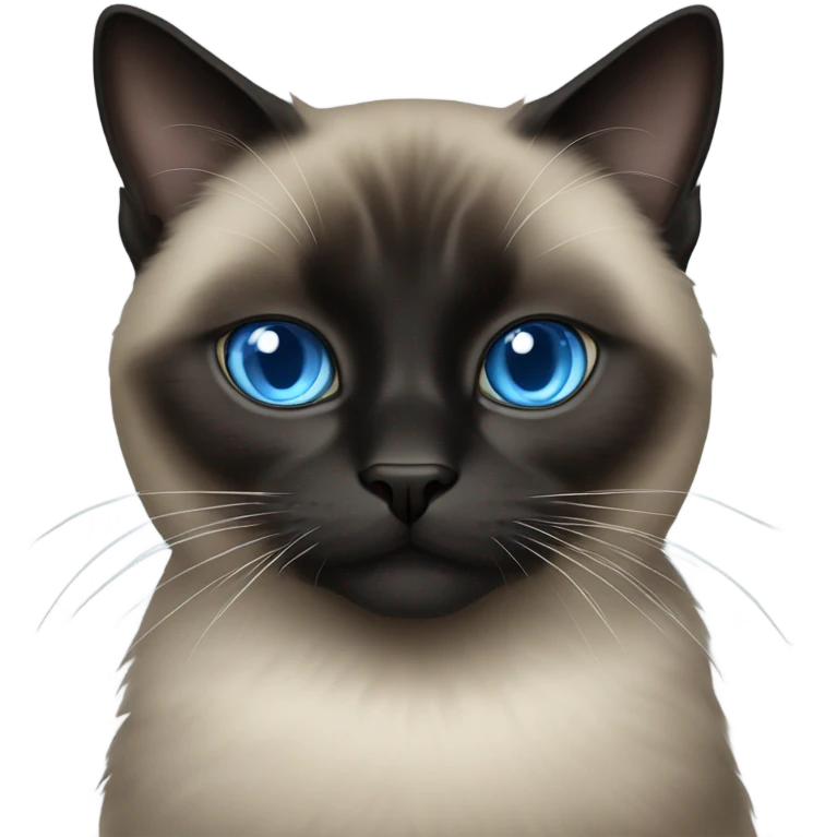 fluffy black siamese cat with blue eyes  emoji