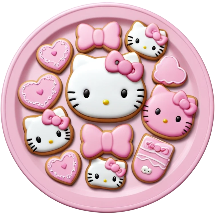 pink hello kitty cookie platter emoji