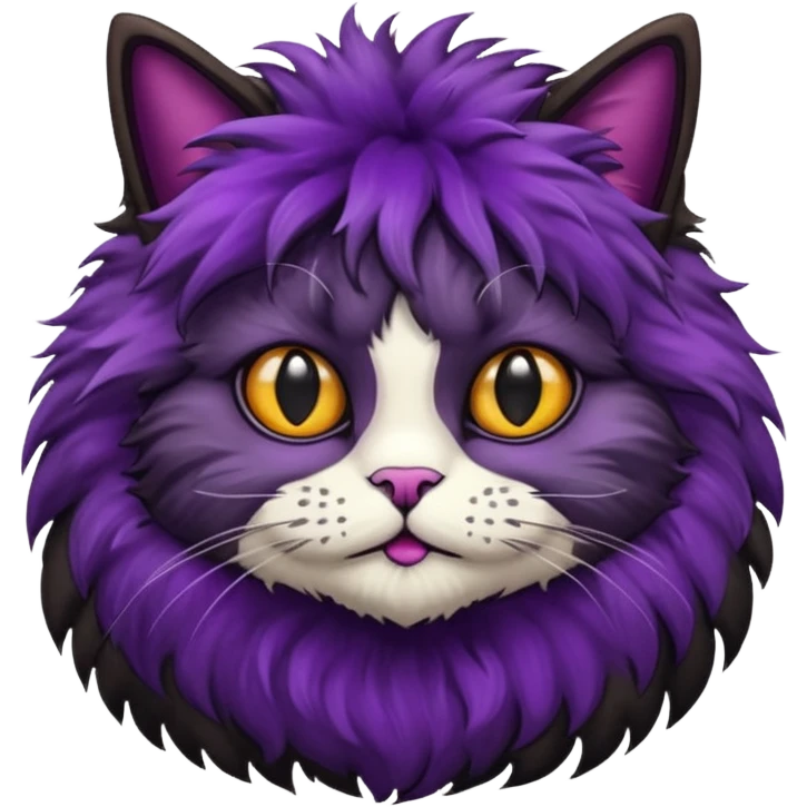 Hairy cat with aubergine emoji