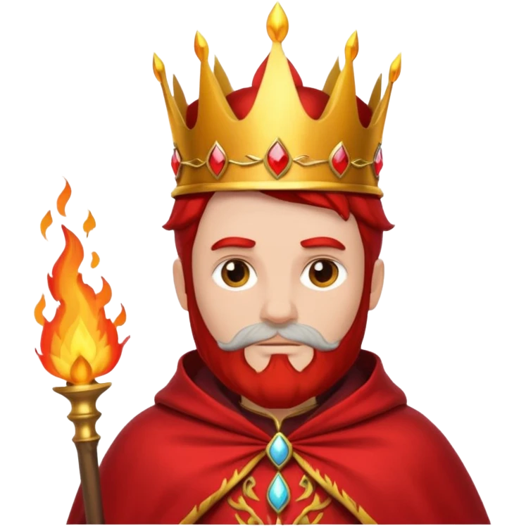 Fire old King – flame crown + scarlet cloak emoji