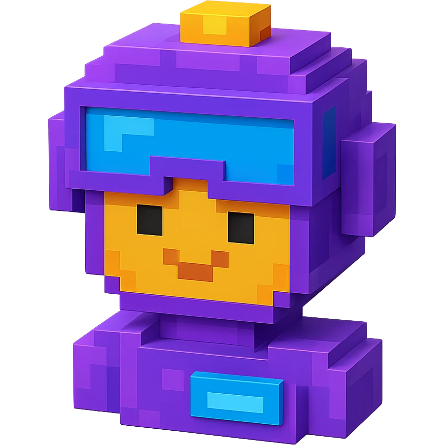 friendly robocop like ai sales teammate (head only) in purple color emoji