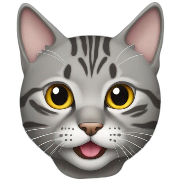 a Scottish outspoken grey tabby cat with a tongue sticking out of its mouth halfway emoji