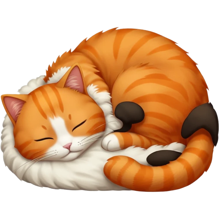 Curled Sleeping Cat orange emoji