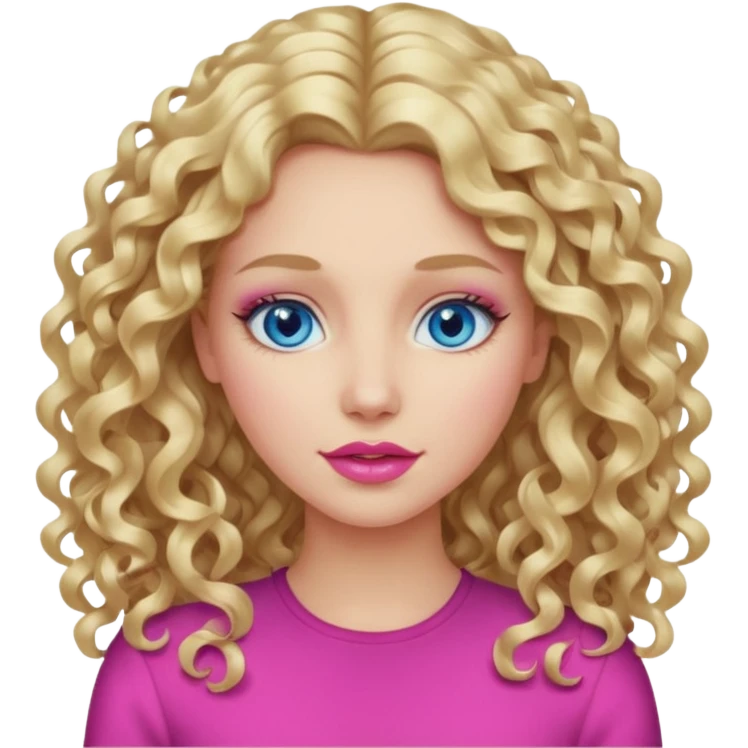 açık tenli  uzun kıvırcık sarı saçlı mavi gözlü   dudak rengi pembe yetişkin kadın bana emoji oluştur emoji