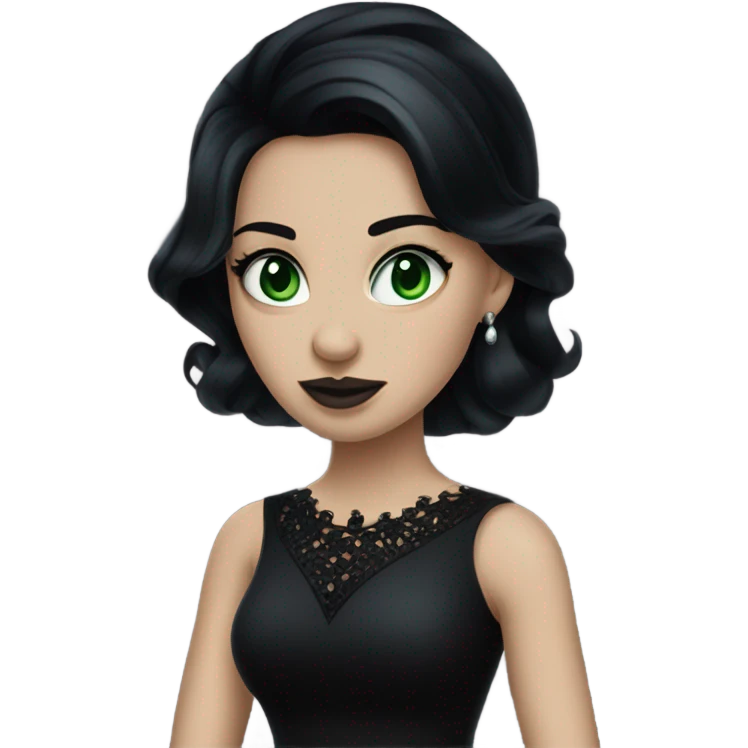 Goth disney princess with green eyes and black hair emoji