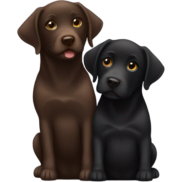 Chocolate Labrador cuddling a black Labrador  emoji