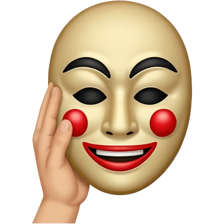 Fröhliche maske hand und trauriges Gesicht  emoji