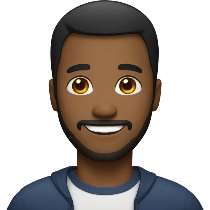 smiling black man with short hair and short beard emoji