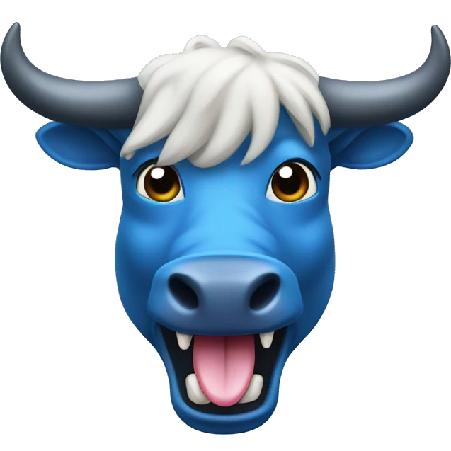 Blue bull head with sticking out tongue emoji