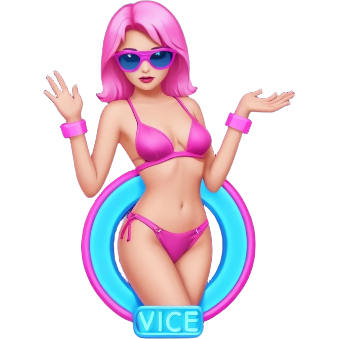 vice city neon typo and striptease emoji