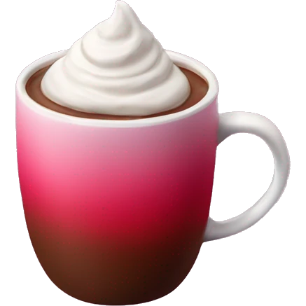 Realistic isolated gradient raspberry color hot chocolate mug. emoji