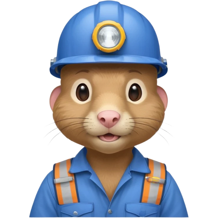 a mole rat, blue helmet, headlamp, worker cloth emoji