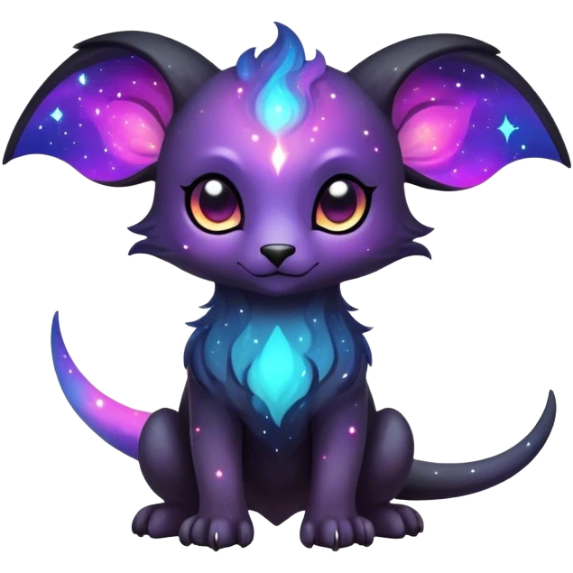 Cute cool colorful dark nebula fantasy-Fakemon-Digimon-animal-hybrid full body emoji