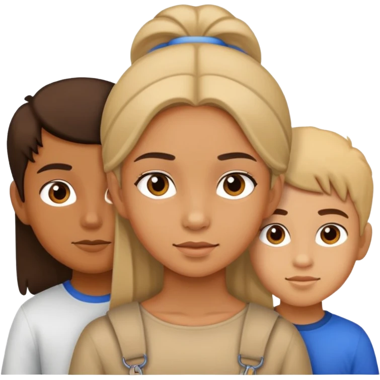 One girl with two boys with geofísico emoji
