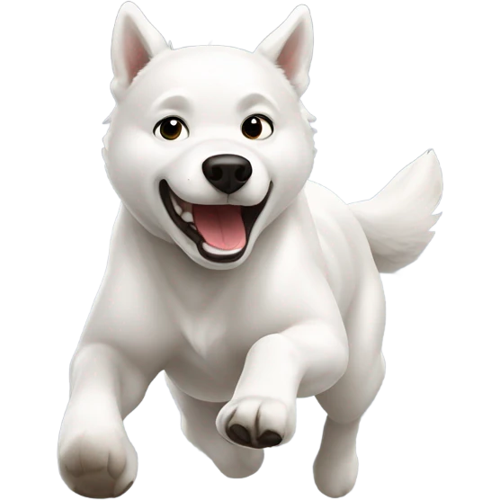 White husky running while pooping emoji