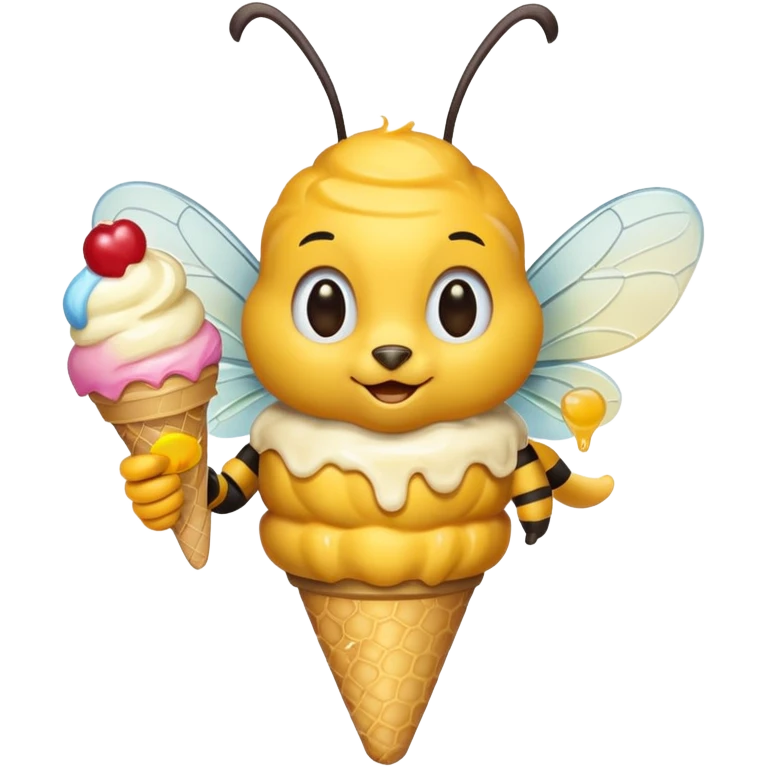 honeybee with ice cream in hand emoji