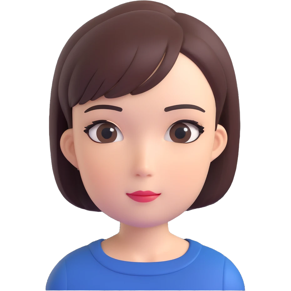 Make the alt-girl look like Samsung Sam, with a cute expression, bob haircut, drawn eyeliner, only the head and hair, no neck, keep background transparent in 3D emoji style. emoji