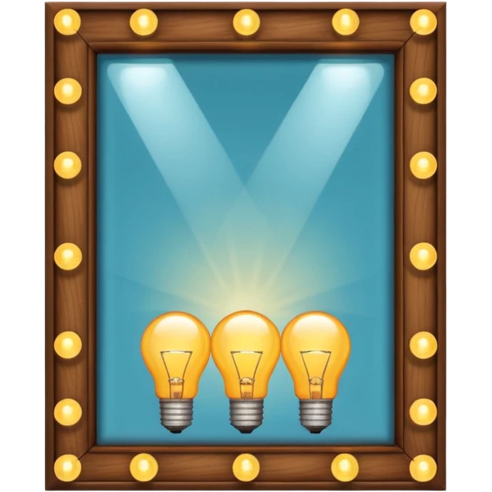 Theater mirror in wood with light bulbs emoji