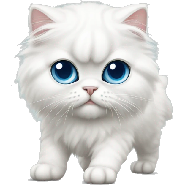 White persian cat whit blue eyes kitten walking  emoji
