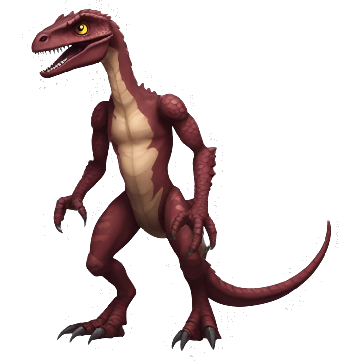 Maroon edgy badass modern handsome velociraptor-dragon-Digimon, full body emoji