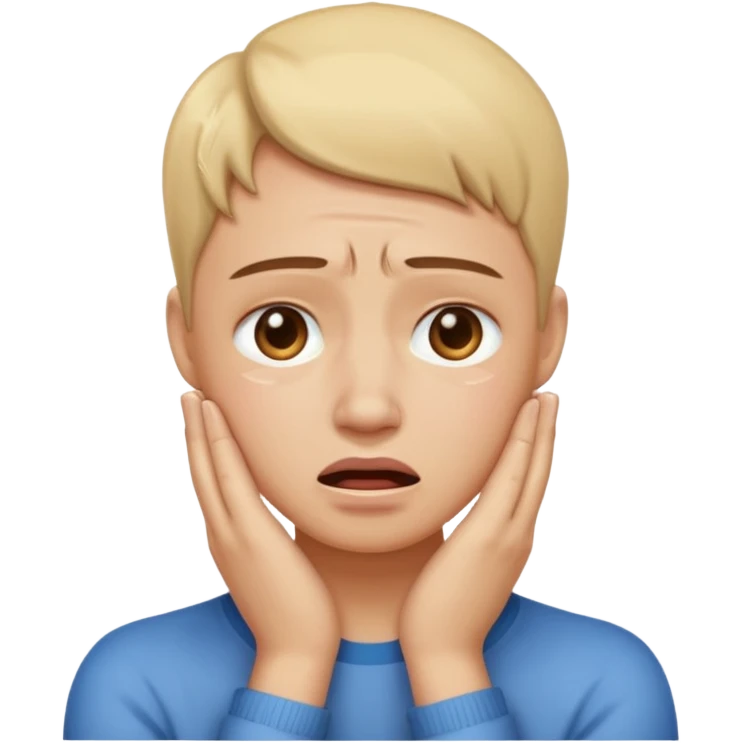 Crying face with hands on neck emoji