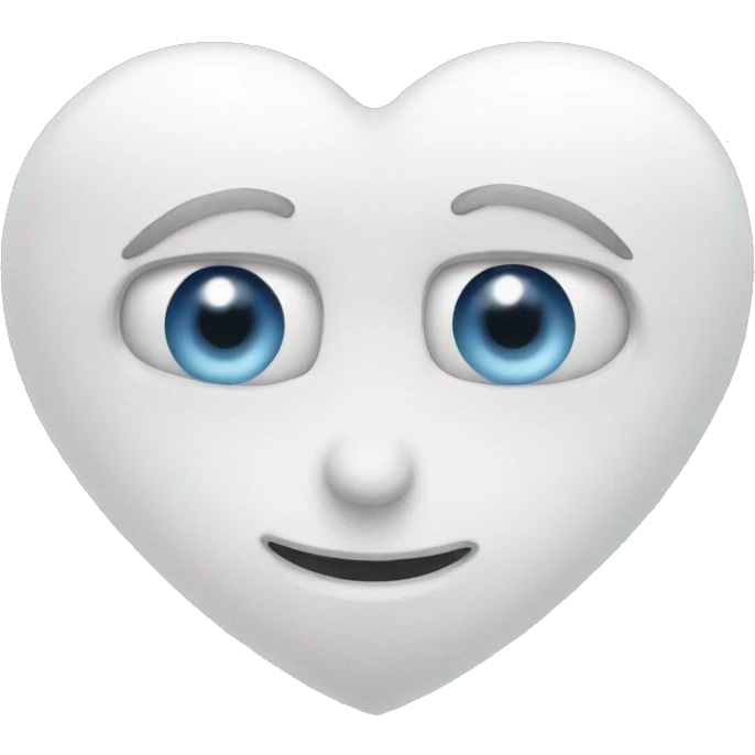 A white heart with eyes and handles emoji