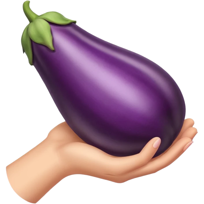 Hand holding an eggplant emoji