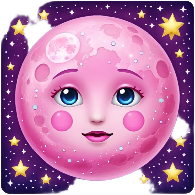 Pink sparkly moon emoji