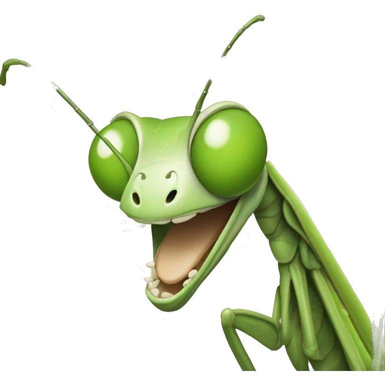 Mantis animada realista sonriendo emoji