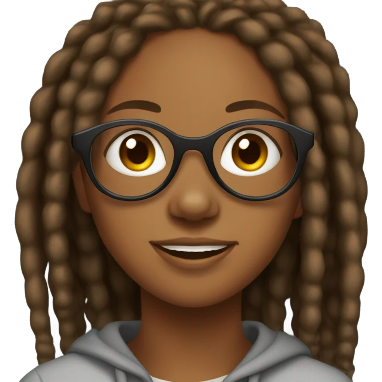 black girl teenager with locs and glasses emoji