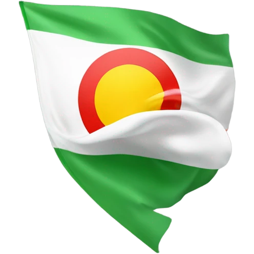 Make me a flag with red at the top, white in the middle, green at the bottom, and the sun in the middle. emoji