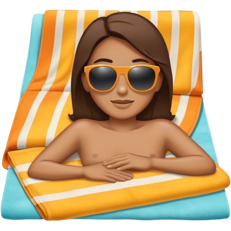 sunbather on a Miami beach towel wearing sunglasses with sun overhead emoji