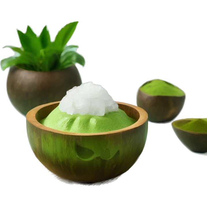 Iced Matcha in coconut bowl emoji