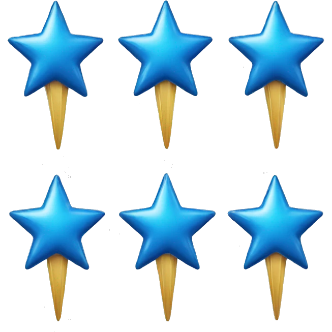 3 blue shinning stars with 4 pointy ends each emoji