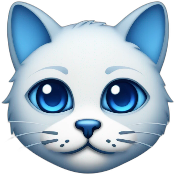 Blue simplistic sketch of a cute cat face emoji