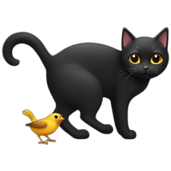 black cat holding little bird emoji