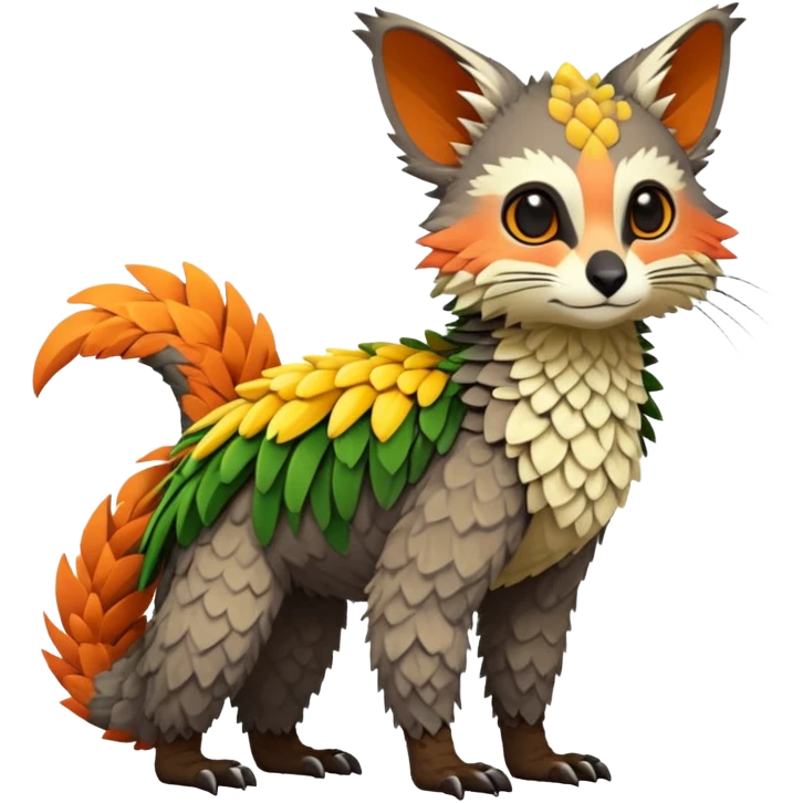 Tropical lush warm-colored Fakémon-Trico-creature (full body) emoji