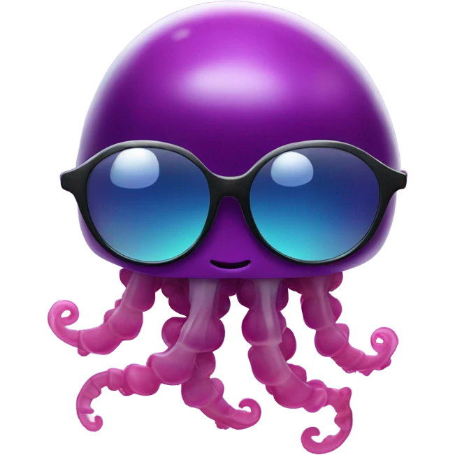 Jellyfish with cool glasses holding a grape emoji