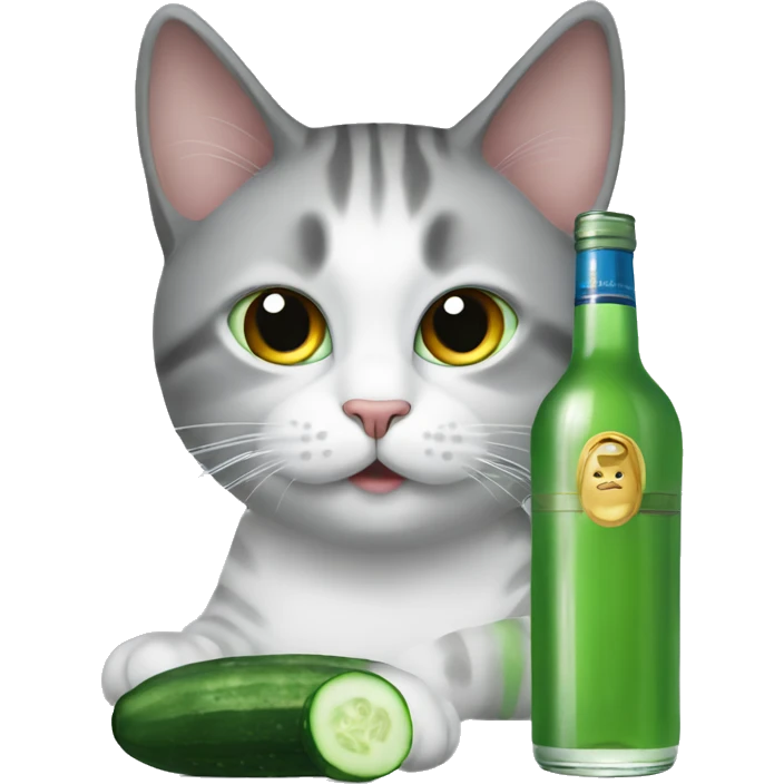 Cat with vodka and cucumber  emoji