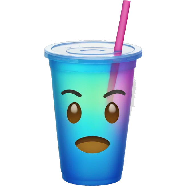 Clear cup with colorful drink with lid and straw emoji