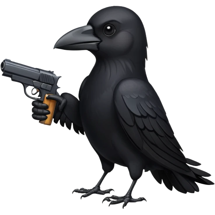 cartoon crow with a pistol emoji